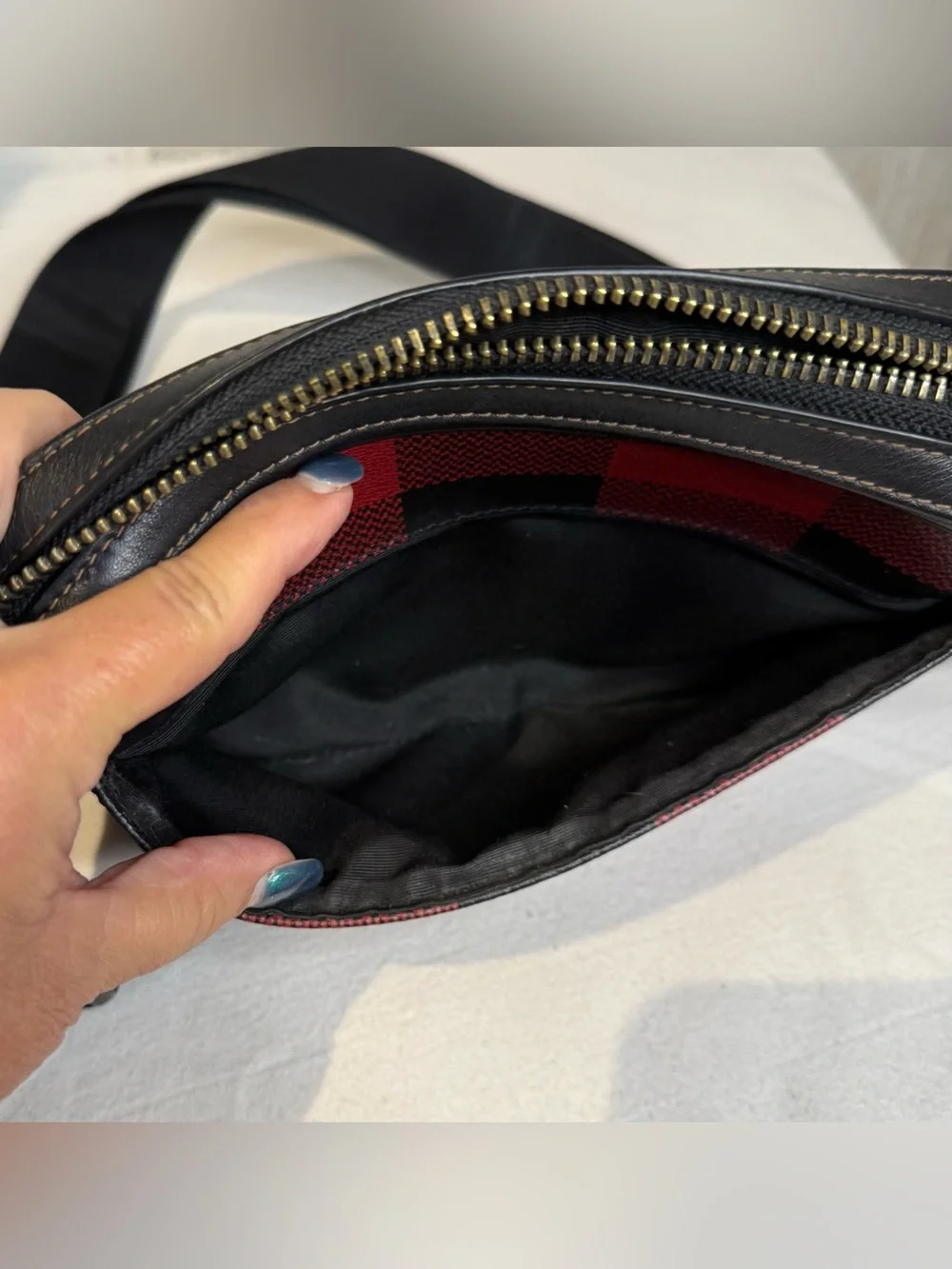 Coach Graham *Sample Bag* Crossbody  Red & Black Buffalo Plaid Leather